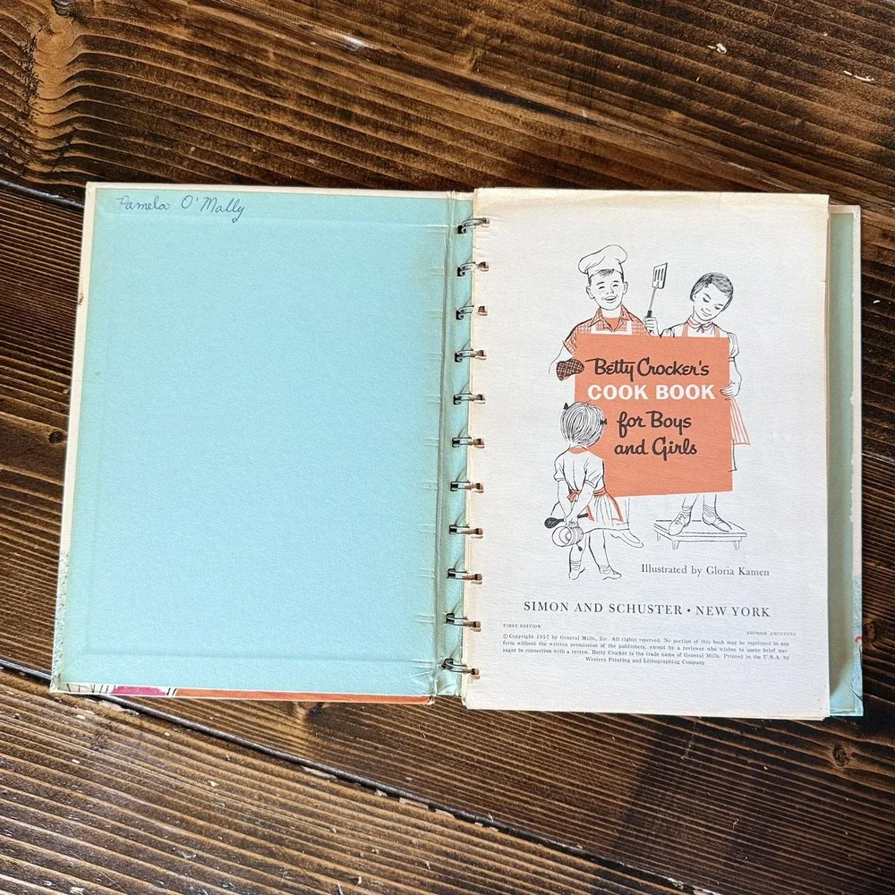 Vintage Betty Crocker Cookbook 1st Edition 1957 Boy Girl Hardback Spiral Book
